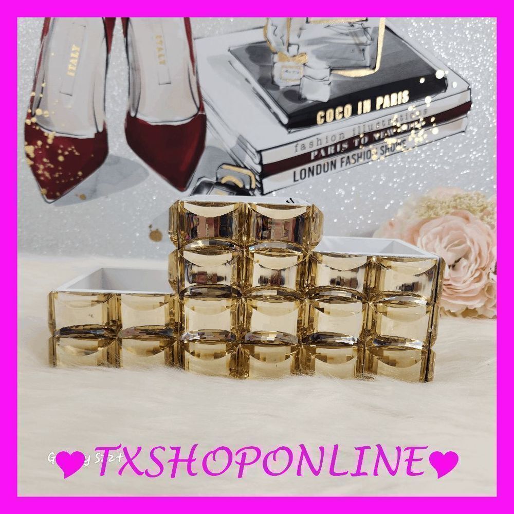 {  bebe } Gold like Rhinestone mirrored Brushes, pencil, pens Organizer NWT